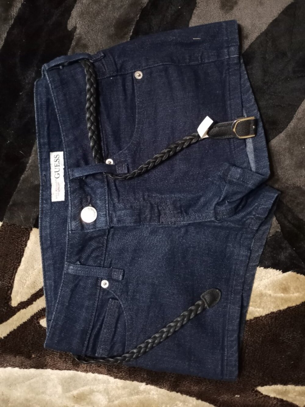 Pair of vintage-style Guess dark wash denim shorts
